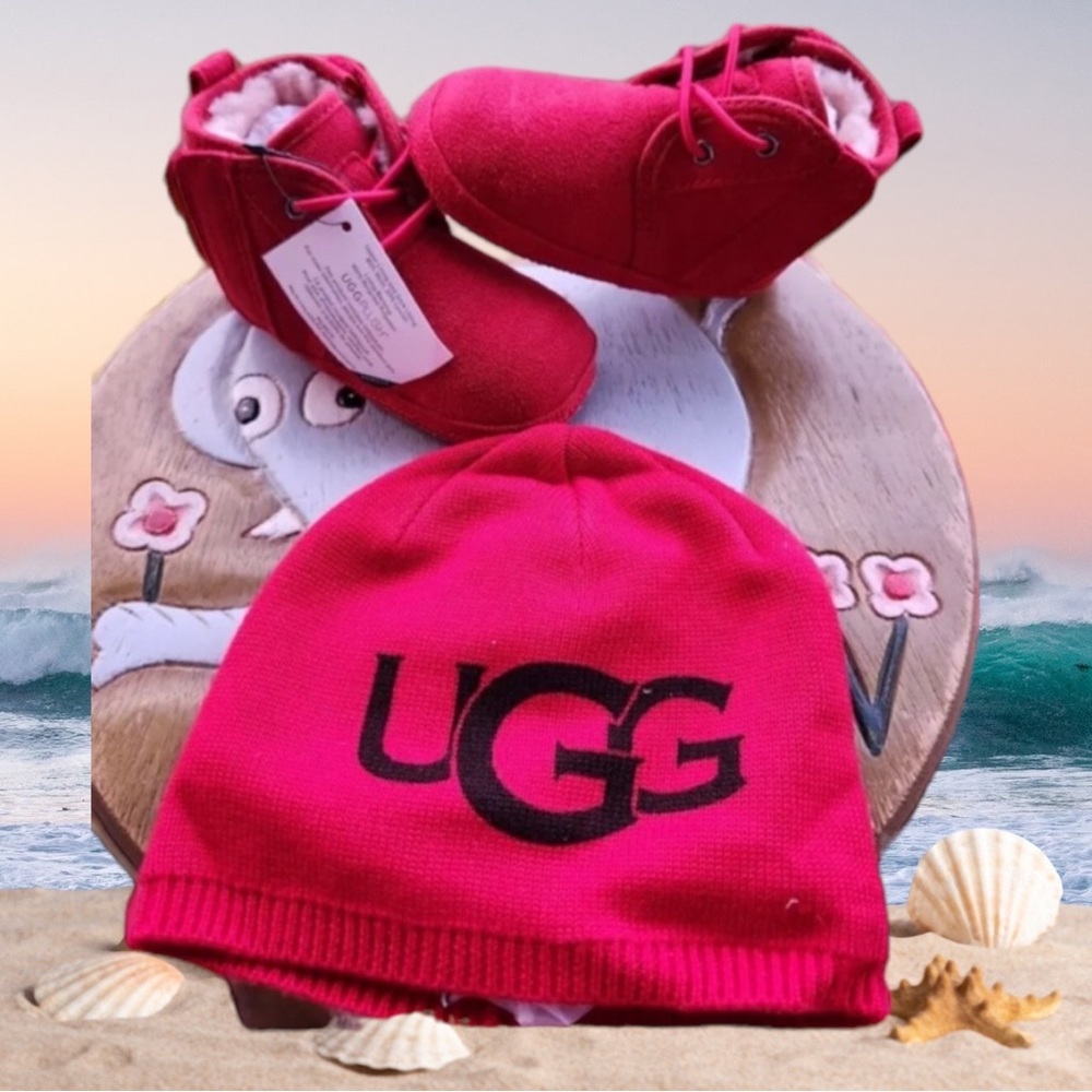 Ugg Neumel & Ugg Beanie Gift Set "RED" BRAND NEW Toddler 4/5C